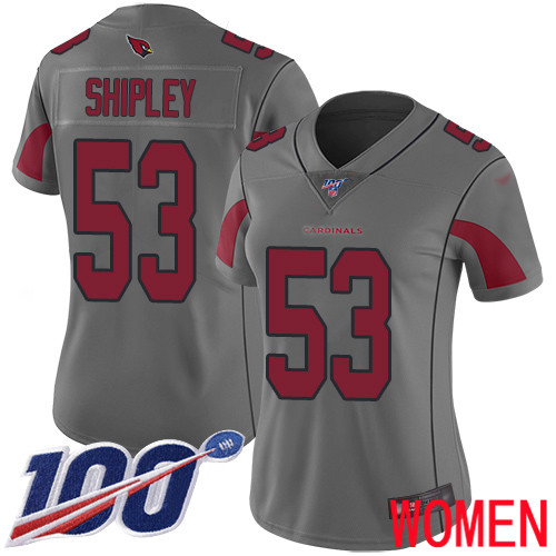 Arizona Cardinals Limited Silver Women A.Q. Shipley Jersey NFL Football #53 100th Season Inverted Legend->arizona cardinals->NFL Jersey
